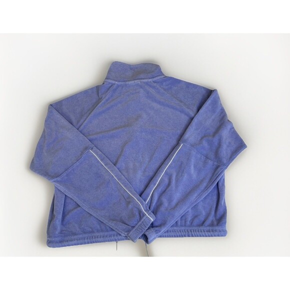 Nike Jacket Women Sz L Retro Purple Terry Cloth Zip Up Cropped Waist Drawstring - Picture 7 of 8